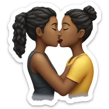 Two girls passionately kissing  sticker
