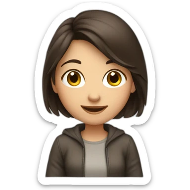 Brunette girl saying hi sticker