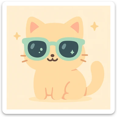 cat wearing sunglasses, cute and charming sticker