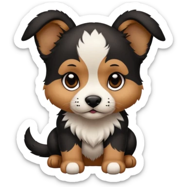 puppy with tattoo on its face sticker