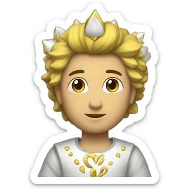 Corazon blanco con corona sticker