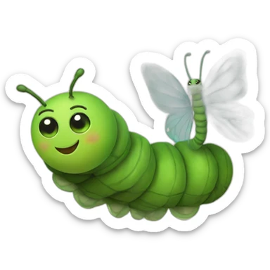 A caterpillar turning into a cocoon that turns into a butterfly sticker