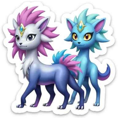 Shiny Sunny furry neon colorful scaly painted Asian pastel-gradient Absol-Meloetta-Solgaleo-Luxray-Suicune-fusion sticker