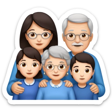 All white grandma and grandpa with 2 girls and 2 boys. The kids should have dark hair sticker