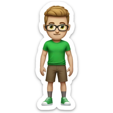 white nerd guy with brown with green t-shirt hair lifting weight sticker