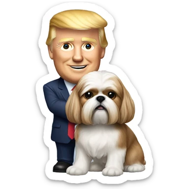 Donald trump holding a shih tzu dog  sticker