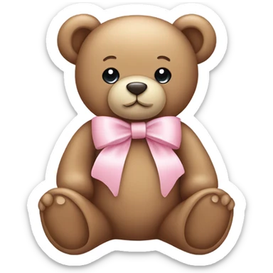 teddy bear with pastel pink bow sticker