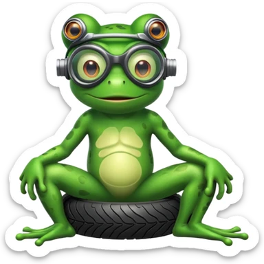 Frog man with tire for abdomen sticker