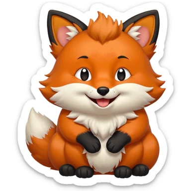 Floofy the Creampuff fox blackish away laughing, chubby. Black paws orange color sticker