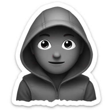 grayscale mysterious hooded boy in gloves sticker