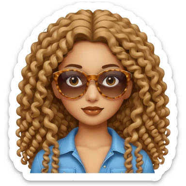 Biker Gang with Sunglasses,girl, long curly hair, sunglasses sticker