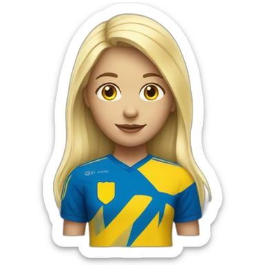 Blonde girl with swedish soccer jersey sticker