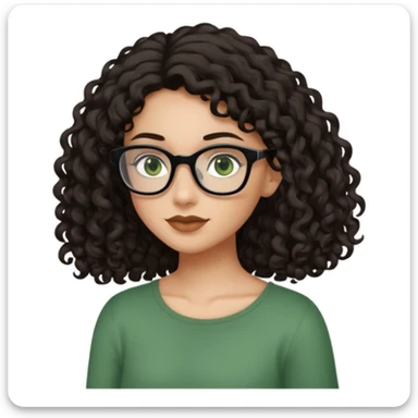 One girl with long dark brown hair, black glasses, green eyes, and neutral skin tone. Another girl with black curly shoulder length hair, hazel eyes, neutral skin tone  sticker