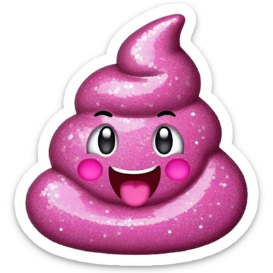 original poop rmoji pink glitter sticker