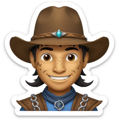 i want a dragonborn black with cowboy hat and smirk smile sticker