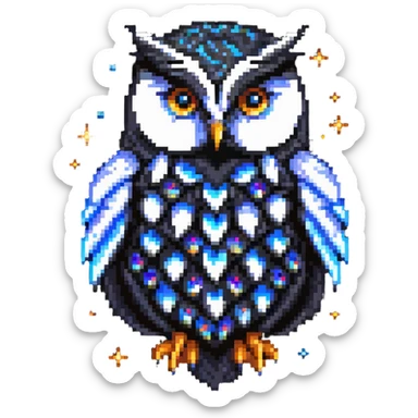 celestial owl with stars and moon motifs sticker