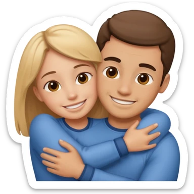 Texte ´Gros câlin’, en dessous un homme serre sa sœur dans ses bras sticker