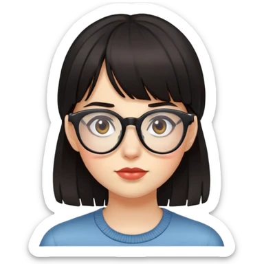 dark haired girl with fringe and glasses sticker