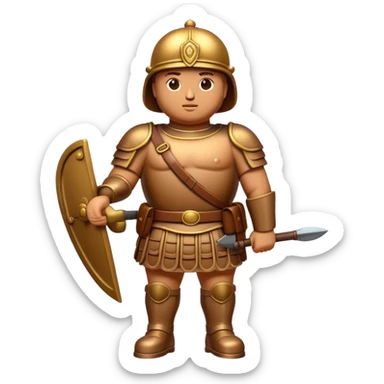 Botero Bronze Roman Soldier Landmark Emoji – Showcasing a stylized, rounded bronze Roman soldier sculpture. sticker