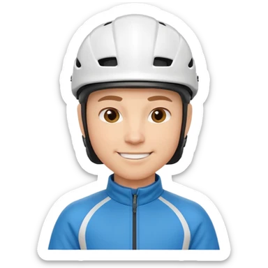 cute cycling coach portrait, head and shoulders only, helmet, sporty jacket, confident smile, 3D cartoon, mobile game icon style, clean background, no text, no watermark
 sticker