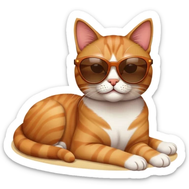 Cat wearing sunglasses and relaxing by the beach  sticker