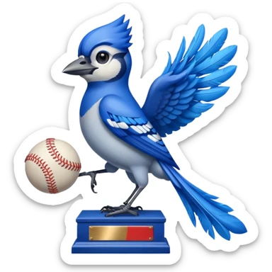 blue jay with blue jay baseball trophy sticker