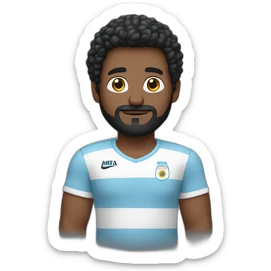 Hombre pelo negro, 32 años de edad, con camiseta argentina  sticker