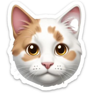 Pink and white calico cat sticker