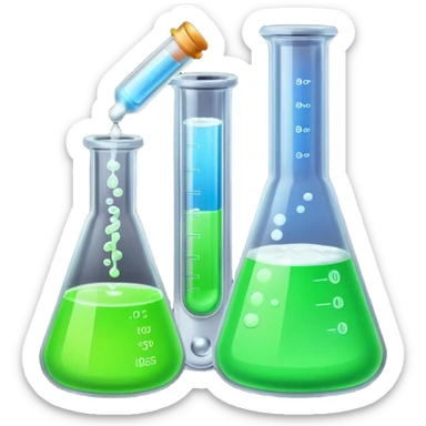 hi-lighters uv light glowibg formula in beaker/ test tube and baking soda in lab sticker