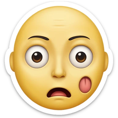 Can you make a shocked face that kinda looks disgusted  make it one of the yellow ones that are circular like this 😞 so no nose no plush no eyebrows no chin cartoony and not realistic sticker