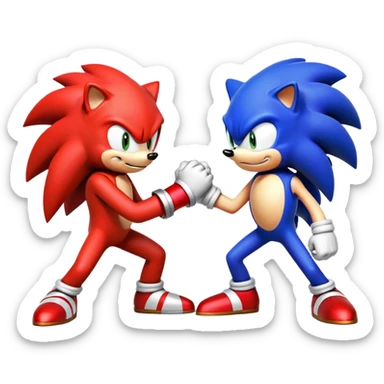 Sonic the Hedgehog and Knuckles the Echidna fist bumping sticker
