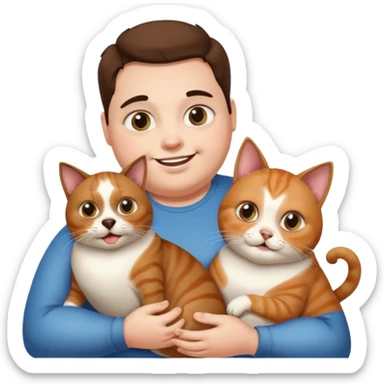 Obese person eating beans and dogs with massive eyes and a pet on their shoulder sticker