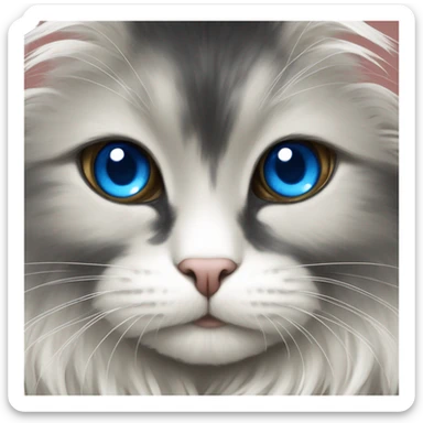 Gato angora negro con blanco ojos azules  sticker