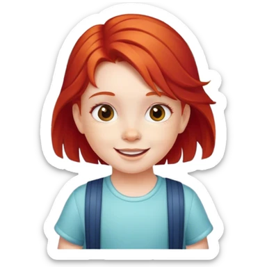 cheerful litle girl on the road with red hair  sticker