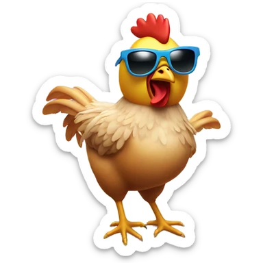 chicken with sunglasses dancing rave lights sticker