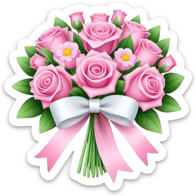 pink bouquet with ribbon sticker