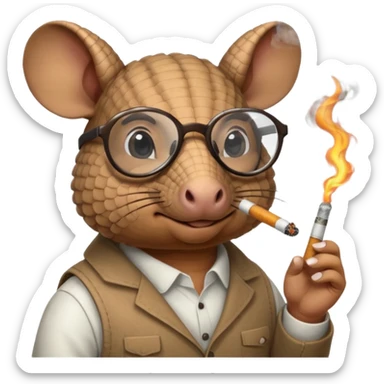 armadillo smoking cigarette whos always coding 24/7 sticker