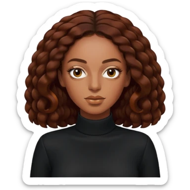 Solange long dark auburn hair, black outfit sticker