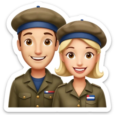 spam artists welcoming guests at a French  spam meat exhibition  sticker