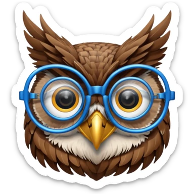 Create a high-quality 3D render that transforms the emojis 👓 ⚡ 🦉 into realistic 3D objects.
 sticker