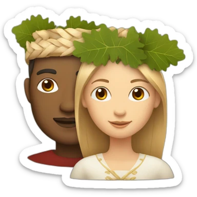 Make a festive tradition latvian man and woman with a oak and birch leaf crown  sticker