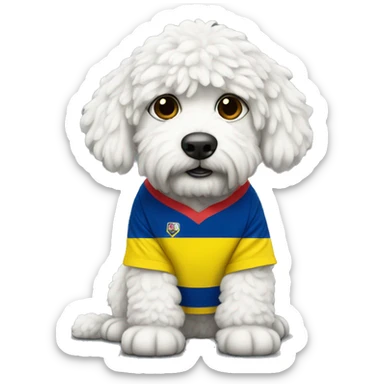 White doodle with a Colombia jersey sticker