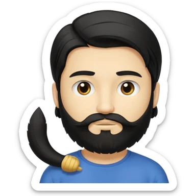 Man with long black hair tied in a tail and beard with a young blond short-haired without a beard sticker