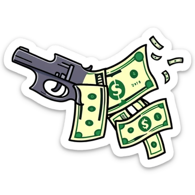 money gun spraying cash sticker
