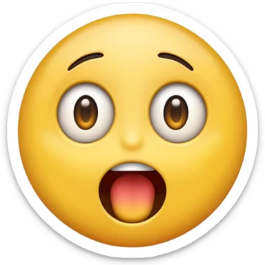 cartoon sticker of a colorful and cheerful shocked and surprised emoji with open mouth, no text, suitable for WhatsApp and Instagram sticker