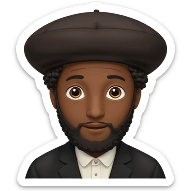 Hasidic Jewish man emoji, black kippa, pronounced curly sidelocks, subtle smile, no background sticker