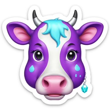 glitter purple and cian vaca sticker