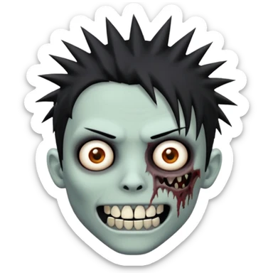 zombie emo boy with spiky hair and grillz with a black shirt sticker