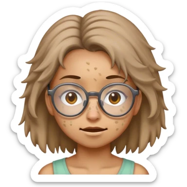 Girl with pimples and glasses and ratty hair sticker