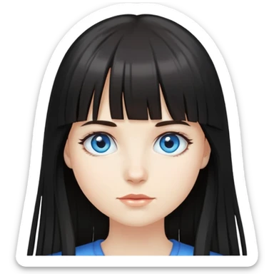Dark long hair fringe girl with blue eyes sticker